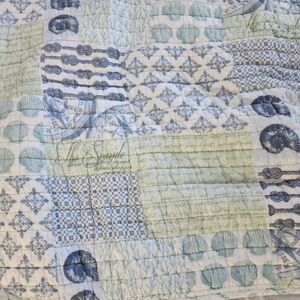 Nicole Miller Pillow Shams King Beachy Nautical 100% Cotton Cottage Blues & Sage